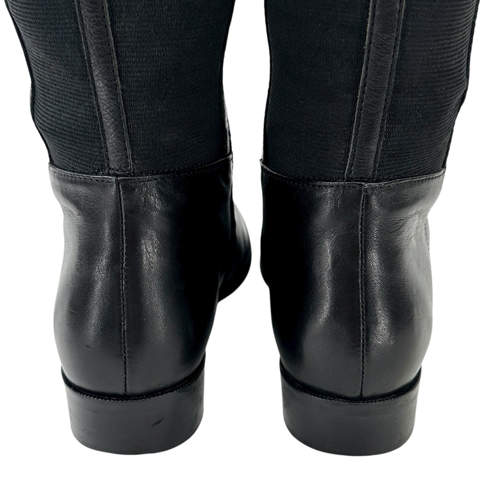 LK Bennett Black Leather Grommet Detail Over the Knee Flat Tall Riding Boots - Picture 11 of 14